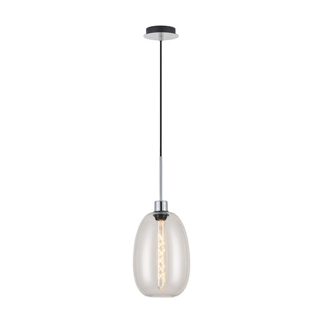 Lori Single E27 Pendant Light Clear - Polished Chrome