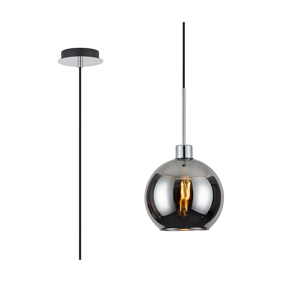Lori Single E27 Pendant Light 12cm Dia - Polished Chrome