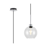 Lori E27 Pendant Light 12cm Dia Clear - Polished Chrome