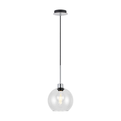 Lori E27 Pendant Light 12cm Dia Clear - Polished Chrome