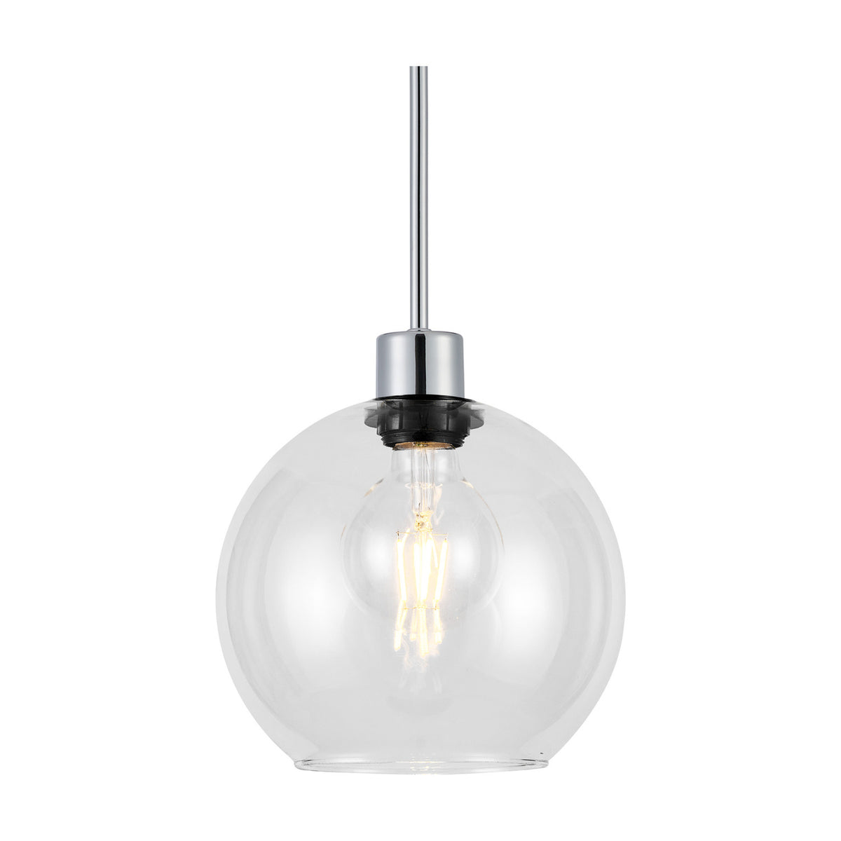 Lori E27 Pendant Light 12cm Dia Clear - Polished Chrome
