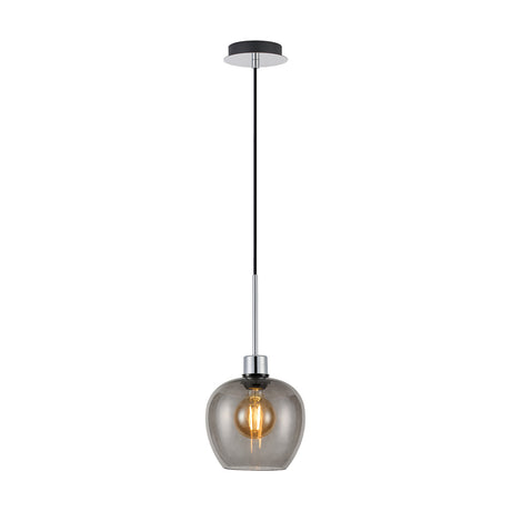 Lori Single E27 Pendant Light Smoke - Polished Chrome