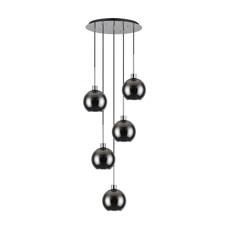 Lori 5 Light E27 Pendant Light 45cm Chrome - Polished Chrome