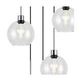 Lori 5 Light E27 Round Globe Clear Pendant 45cm - Polished Chrome