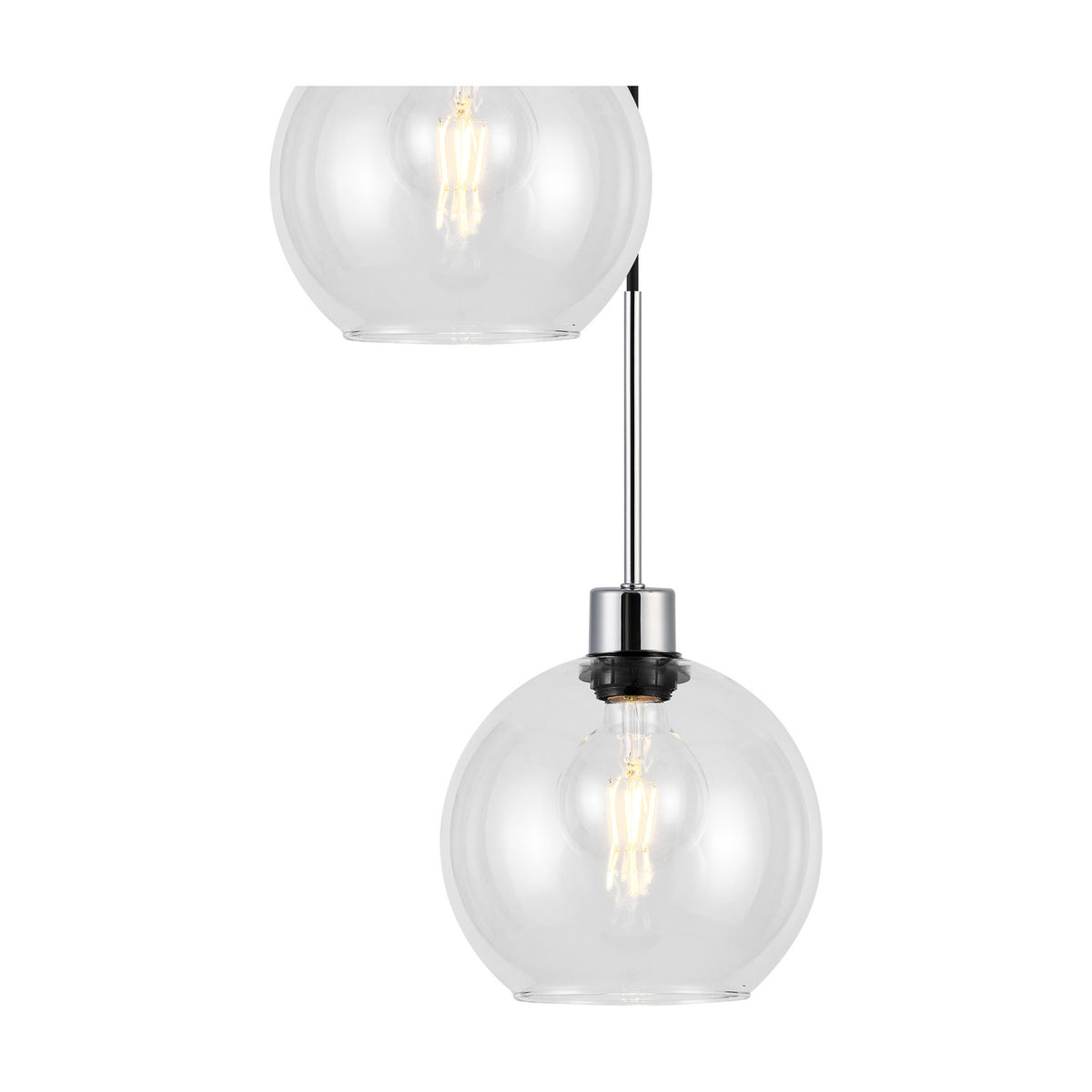 Lori 5 Light E27 Round Globe Clear Pendant 45cm - Polished Chrome