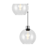 Lori 5 Light E27 Round Globe Clear Pendant 45cm - Polished Chrome