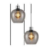 Lori 5 Light E27 Round Pendant Light 45cm Smoke - Polished Chrome