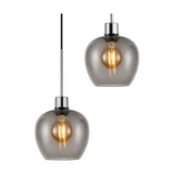 Lori 5 Light E27 Round Pendant Light 45cm Smoke - Polished Chrome