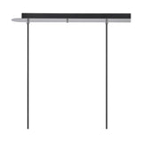 Lori E27 3 Light Trapezium Pendant with polished chrome ceiling bar and three chrome suspension cables on black cords, shown on a plain white background.