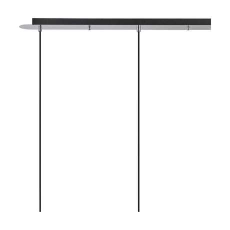 Lori 3 Light Pendant Light with a slim polished chrome ceiling bar and two visible black cables, shades not yet attached, shown on a plain white background.