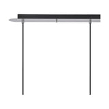 Lori 3 Light Clear Globe Pendant in polished chrome, showing the slim linear ceiling bar with three suspension points and long black cables, on a plain white background.