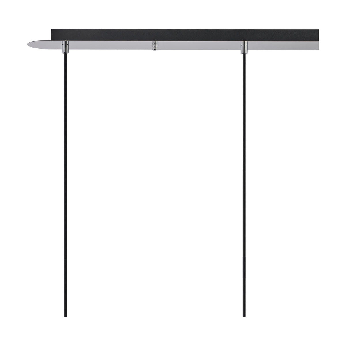 Lori 3 Light Pendant 85cm in polished chrome, showing the slim bar with three suspension cables against a plain white background, shades not visible in this angle.