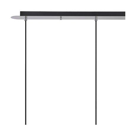 Lori 3 Light Pendant 85cm in polished chrome, showing the slim bar with three suspension cables against a plain white background, shades not visible in this angle.