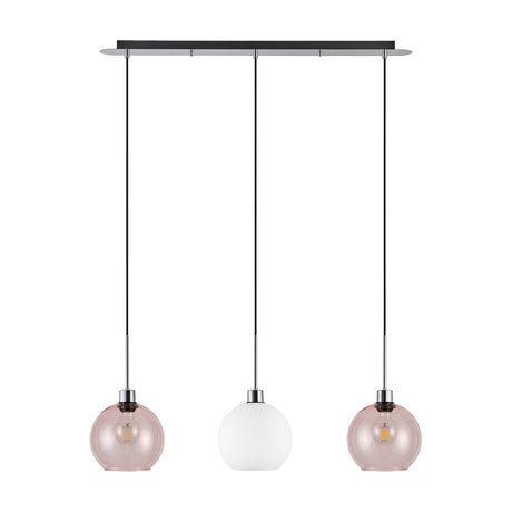 Lori 3 Light E27 Pendant Light 85cm Drop Opal - Polished Chrome