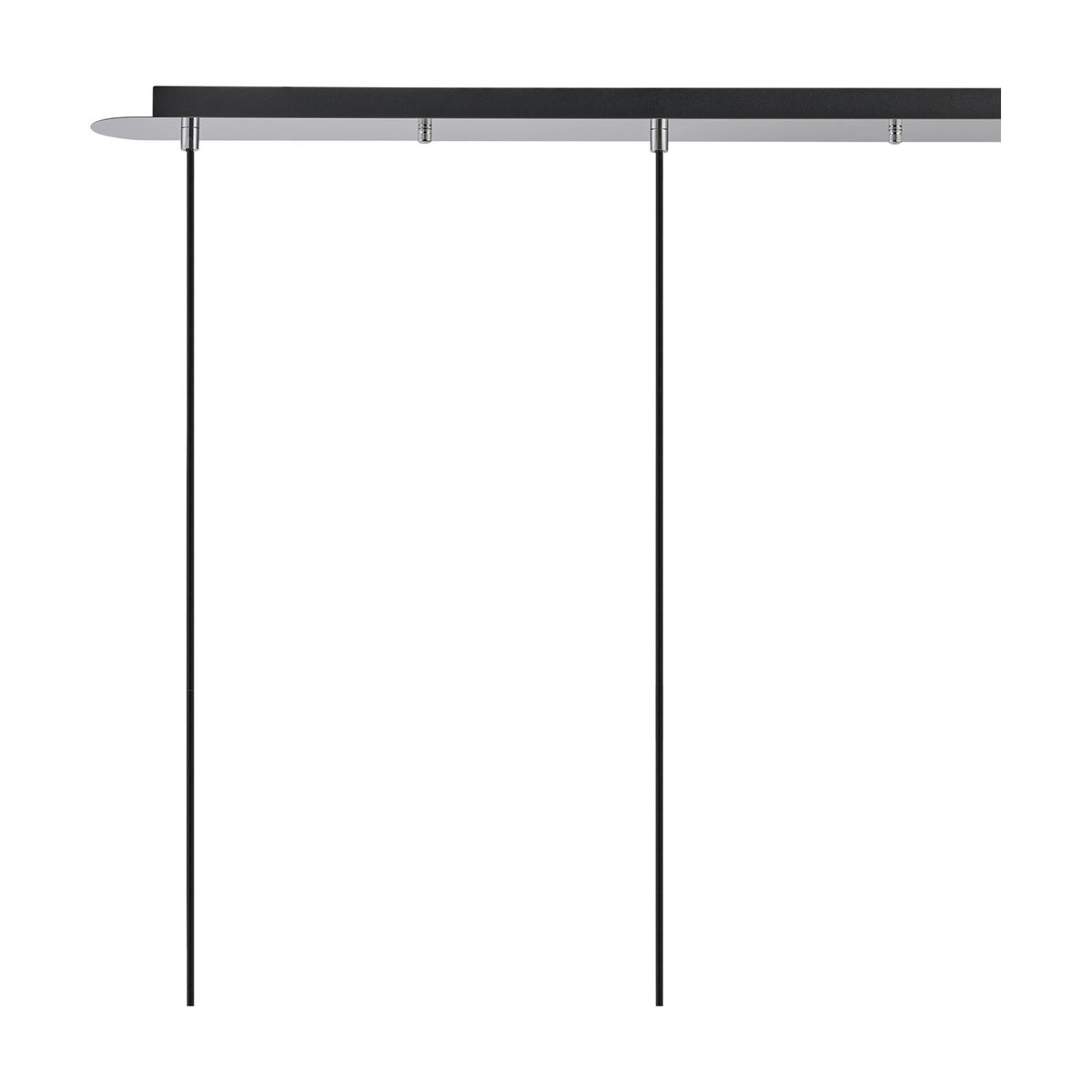 Lori E27 3 Light Wine Pendant Light in Amber and Polished Chrome, shown as a slim ceiling bar with two visible suspension cables, on a plain white background.