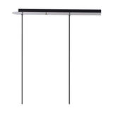 Lori 4 Light Trapezium Pendant Light with polished chrome linear bar and twin black suspension cables, amber glass shades not fitted, shown on a plain white background.