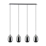 Lori 4 Light Trapezium Pendant with polished chrome bar and four ombre glass shades on individual cords, shown against a plain white background.