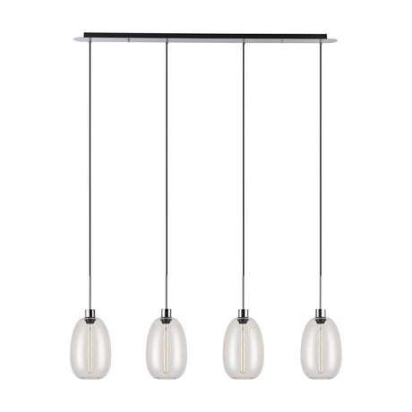 Lori 4 Light E27 Pendant Light 1.2m Drop Clear - Polished Chrome