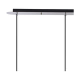 Lori 4 Light Clear Globe Pendant 1.2m Long in polished chrome, showing the slim linear ceiling bar with dual black suspension cables on a plain white background.
