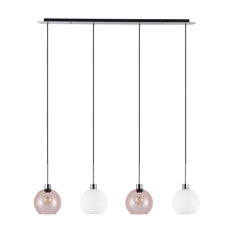 Lori 4 Light E27 Pendant Light 1.2m Drop Opal - Polished Chrome