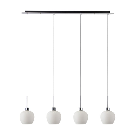 Lori 4 Light E27 Linear Pendant Light Opal - Polished Chrome