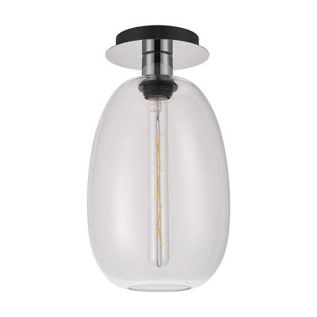 Lori E27 Flush Ceiling Light 15cm Clear - Polished Chrome