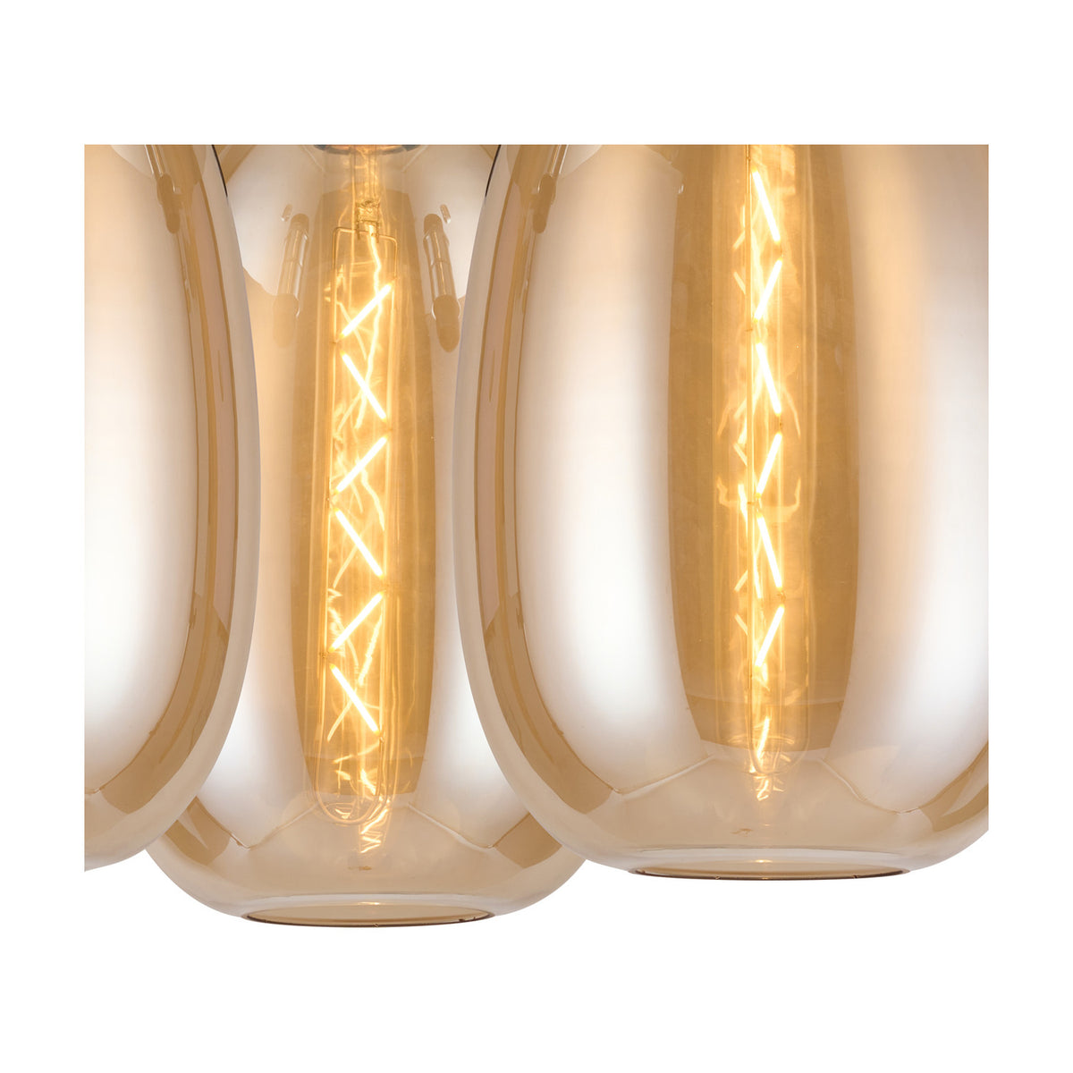 Lori E27 3 Light Flush Ceiling Light Amber 40cm - Polished Chrome