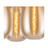 Lori E27 3 Light Flush Ceiling Light Amber 40cm - Polished Chrome