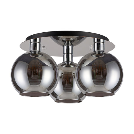 Lori 3 Light E27 Open Mouth Flush Ceiling Light - Polished Chrome