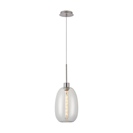 Lori Single Pendant Light 12cm Dia Clear - Satin Nickel