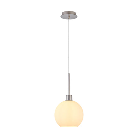 Lori Single Pendant Light 12cm Dia Opal - Satin Nickel