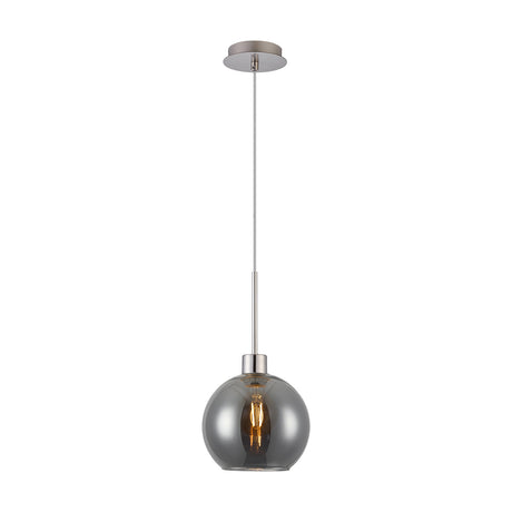Lori Single Pendant Light 12cm Dia Smoke - Satin Nickel