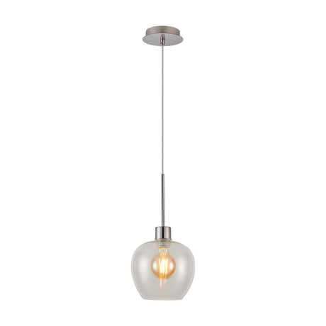 Lori Single Pendant Light Clear 1.7m Drop - Satin Nickel