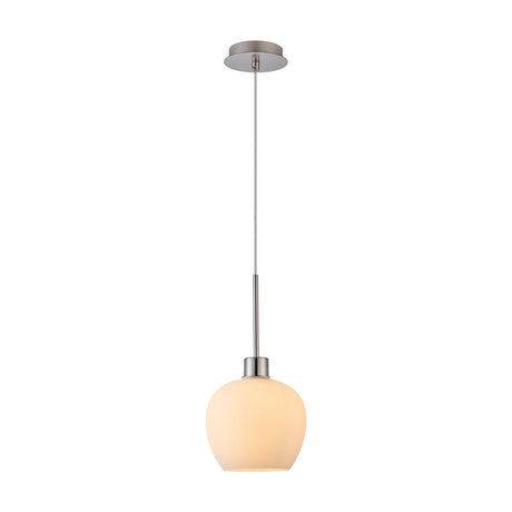 Lori Single Pendant Light Opal 1.7m Drop - Satin Nickel