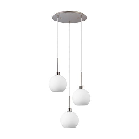 Lori 3 Light Open Mouth Pendant Light 40cm Opal - Satin Nickel