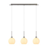Lori 3 Light E27 Pendant Light 85cm Drop Opal - Satin Nickel