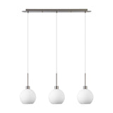 Lori 3 Light E27 Pendant Light 85cm Drop Opal - Satin Nickel