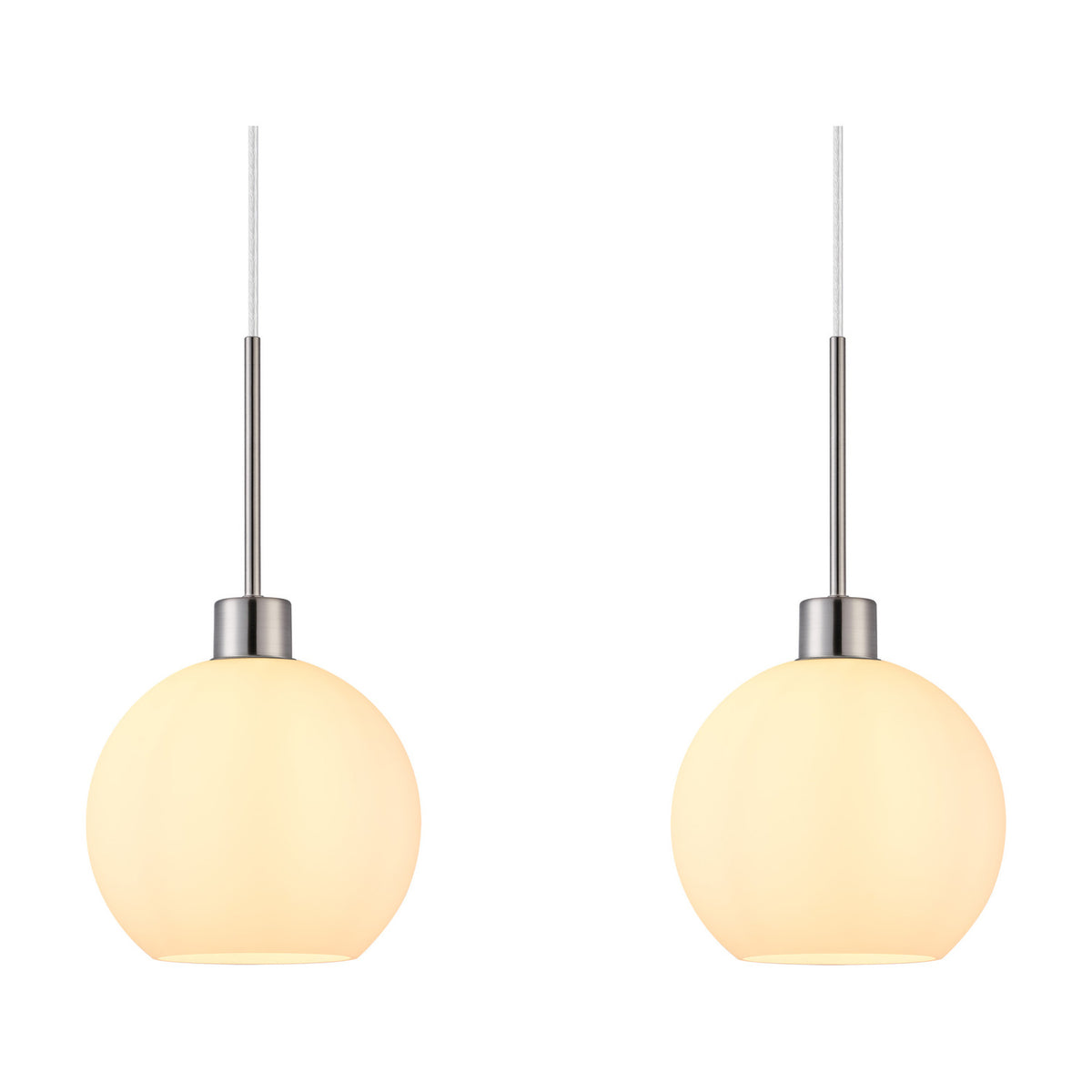 Lori 3 Light E27 Pendant Light 85cm Drop Opal - Satin Nickel