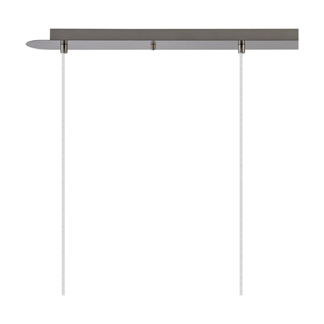 Lori 3 Light E27 pendant light with a slim satin nickel bar and two visible suspension cables, shown without shades on a plain white background.