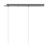 Lori 3 Light Clear Wine Glass Pendant Light 80mm in satin nickel, showing the long ceiling bar with three suspension cables, on a plain white background.