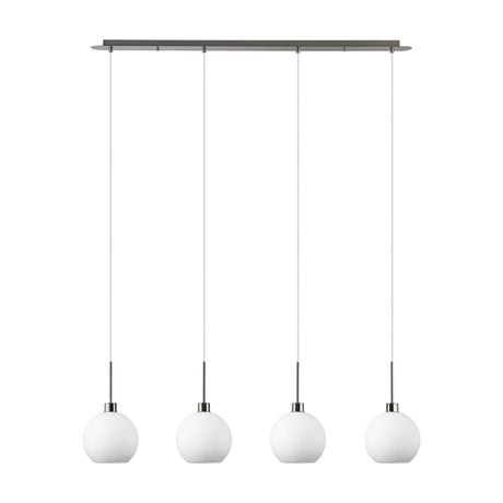 Lori 4 Light E27 Pendant Light 1.2m Drop Opal - Satin Nickel