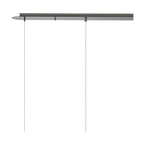 Lori 4 Light Clear Wine Glass Pendant Light in satin nickel, showing a slim linear bar with two suspension cables visible against a plain white background.