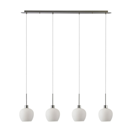Lori 4 Light Linear Pendant Light 1.2m Drop Opal - Satin Nickel