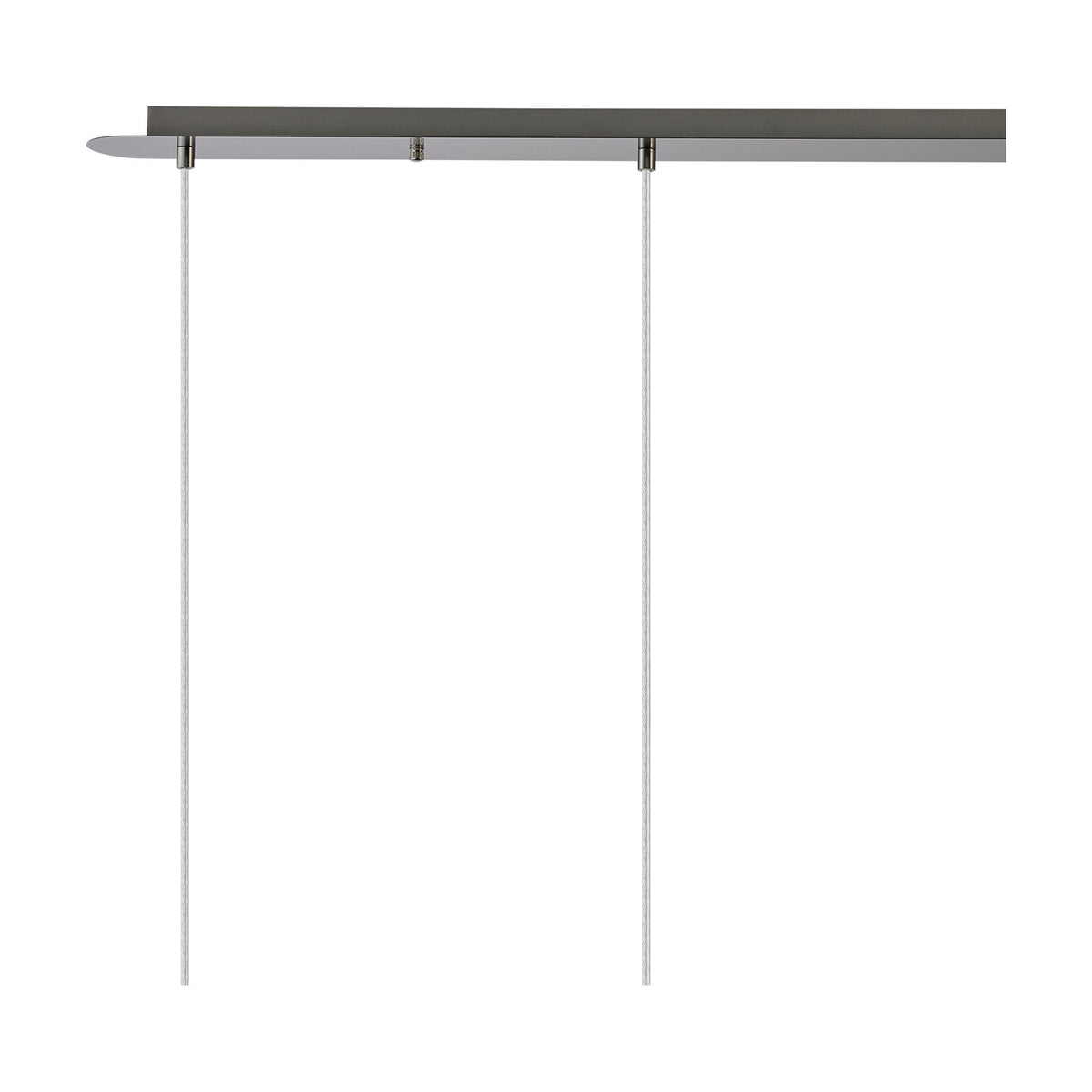 Lori 4 Light Clear Pendant with satin nickel 1.2m ceiling bar and two visible suspension cables, shown on a plain white background.