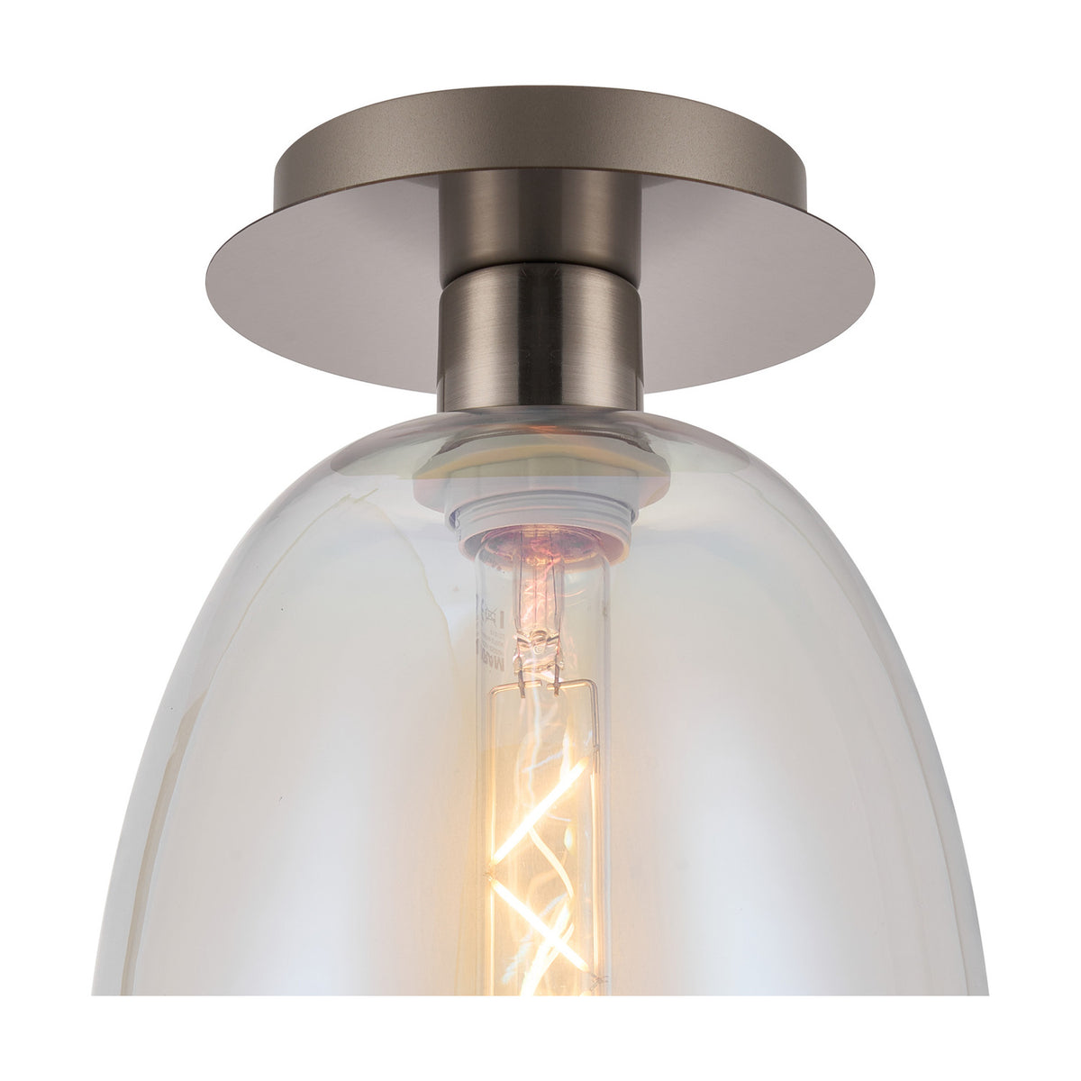 Lori Flush Ceiling Light 15cm Iridescent - Satin Nickel