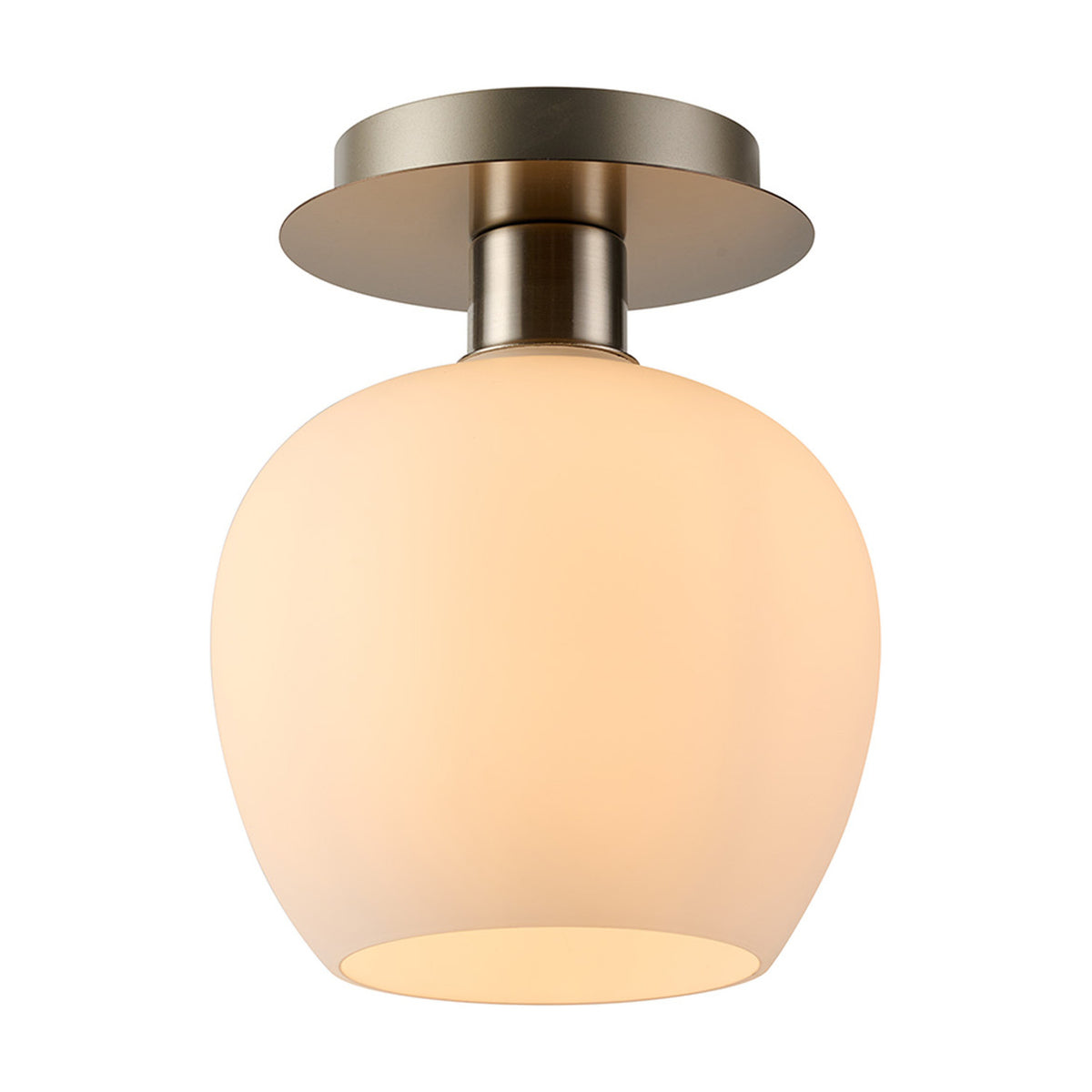 Lori Round Flush Ceiling Light 15cm Opal - Satin Nickel