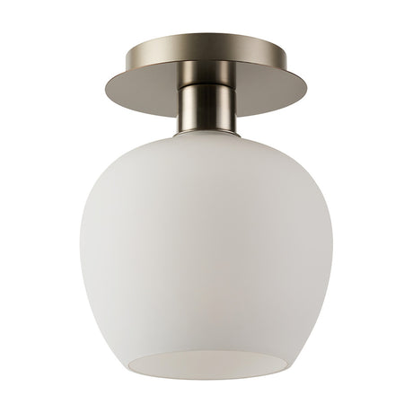 Lori Round Flush Ceiling Light 15cm Opal - Satin Nickel