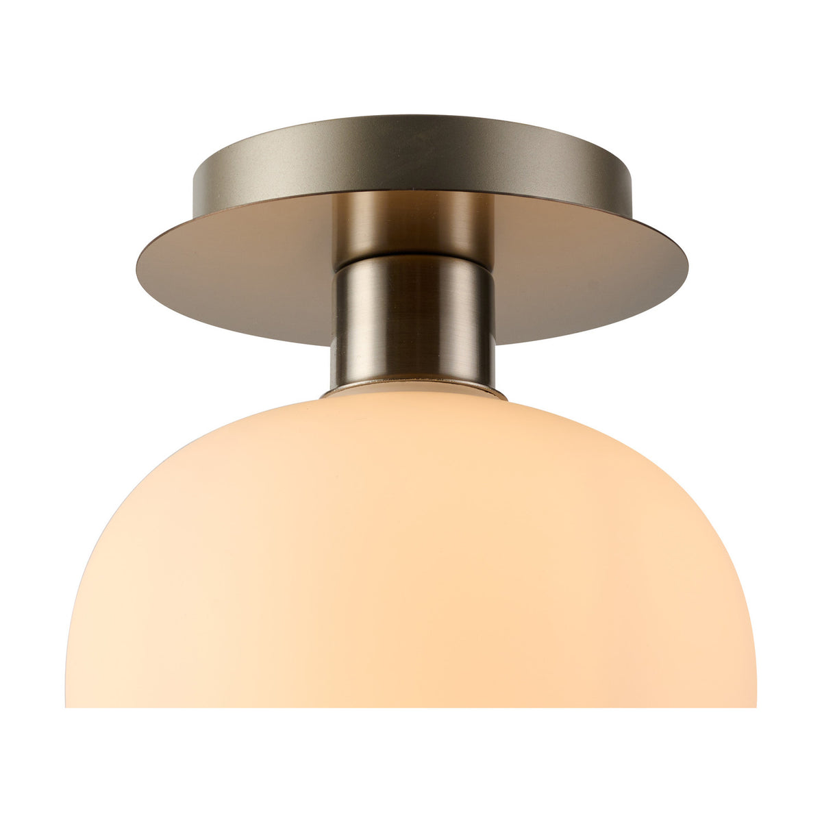 Lori Round Flush Ceiling Light 15cm Opal - Satin Nickel