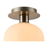 Lori Round Flush Ceiling Light 15cm Opal - Satin Nickel