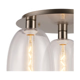 Lori 3 Light Trapezium Clear Flush Light 40cm - Satin Nickel